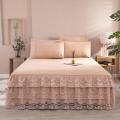 Bed Linen Cotton Sheet and Pillowcase Home Bed Cover Lace Solid Color Bedspread for Couple Double King Queen Size Mattress Cover