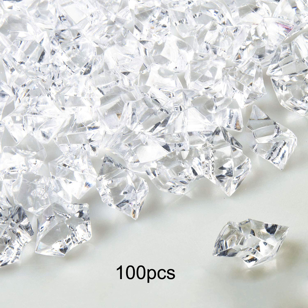 100pcs Clear Acrylic Diamond Crystal Ice Rock Stones Vase Gems Irregular Wedding Party Decor Confetti Table Scatter Beads