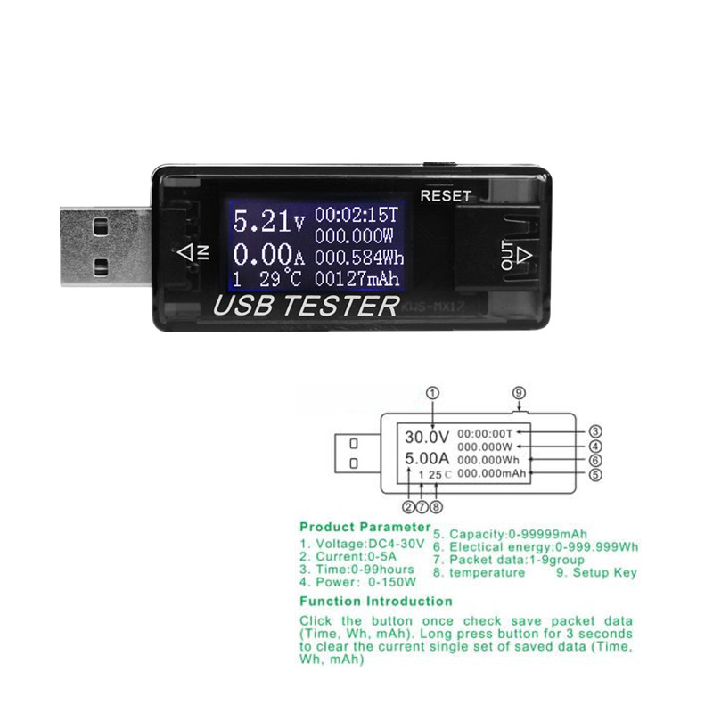 8 in 1 USB Tester voltmeter Current Detector Current Voltage Meter energy power bank charger USB Charger Doctor 39%off
