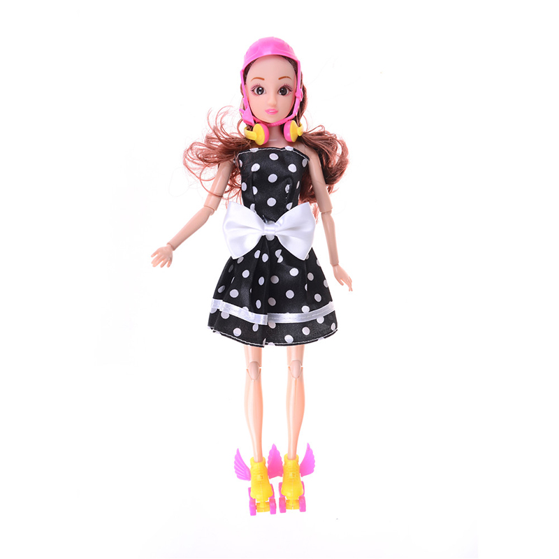 4PCS/Set Fancy Doll Shoes+headset+helmet For Barbie Kids Girls Toy Roller Play Accessories Dolls Decorative Toy Roller Skate