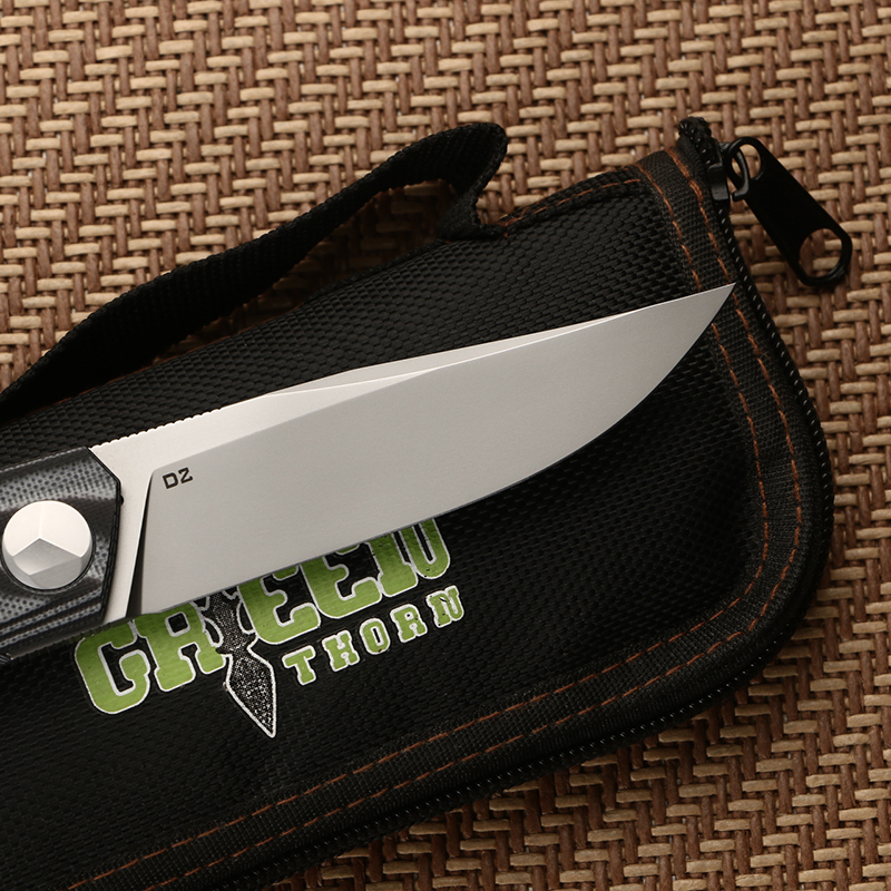 Green thorn PERO turning folding knife D2 blade bearing G10 3D handle camping outdoor fruit knife practical folding knife EDC