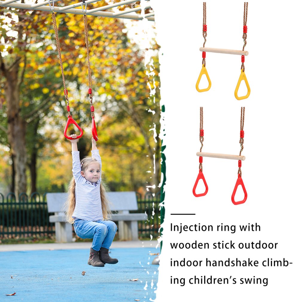 Kids Adult Outdoor Indoor Multifunction Wood Trapeze Swing with Plastic Rings Funny Game Toys For Chhildren Sport Birthday Gift