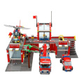 Fire Station Model Fire Truck Building Blocks Bricks Firemen Figures Educational Toys for Children Compatible City