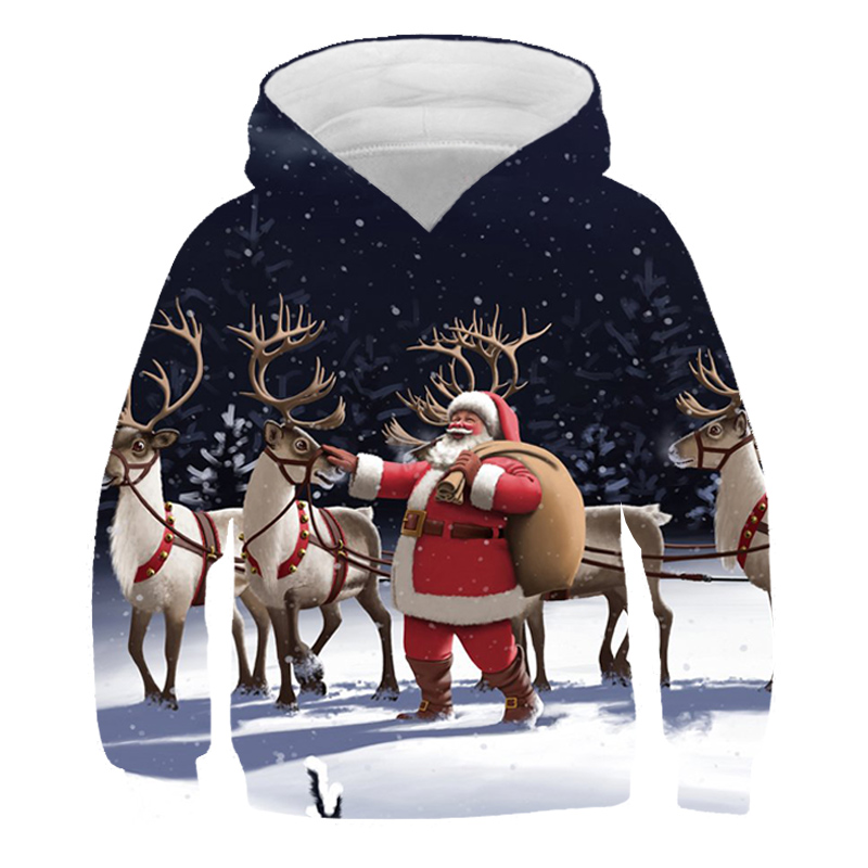 2020 Christmas Santa Claus Kids Boys Girls Cartoon 3D Kids Hoodies Cute Baby Girl Sweatshirts cartoon Sweatshirt For children