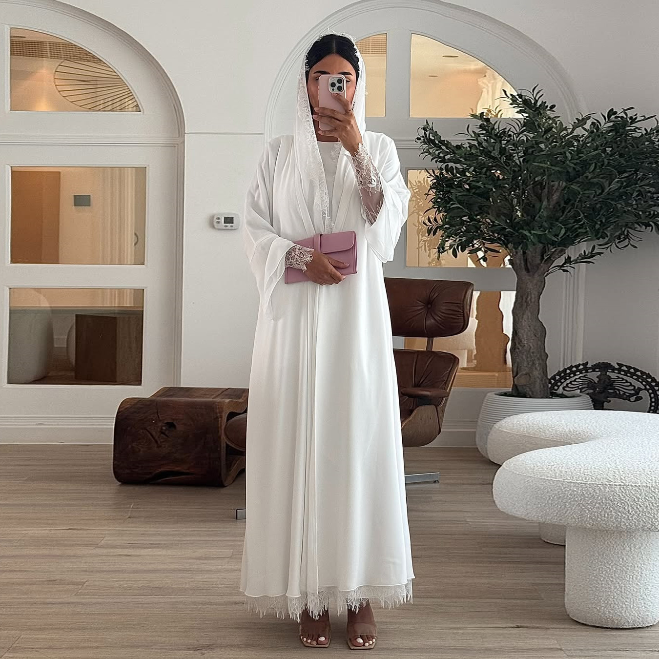 Wholesale Plain Design Islamic Modest Long Dress Gown Turkish Dubai Abaya with Shawl Muslim Women's Long Robe1