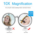 LED Mirror Flexible Makeup Mirror with Led Light Vanity Mirrors 10X Magnifying Mirrors Cosmetic Suction Cup Bathroom Mirror