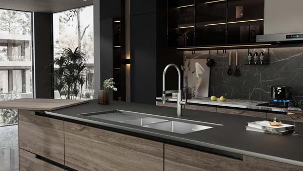 Modern design of under platform double sink