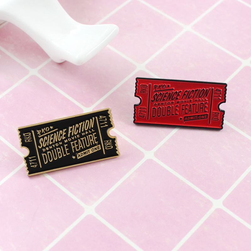 Red And Black Rocky Movie Ticket Rocky Horror SCIENCE FICTION DOUBLE FEATURE Enamel Pins Badge Brooches Jewelry Decorate