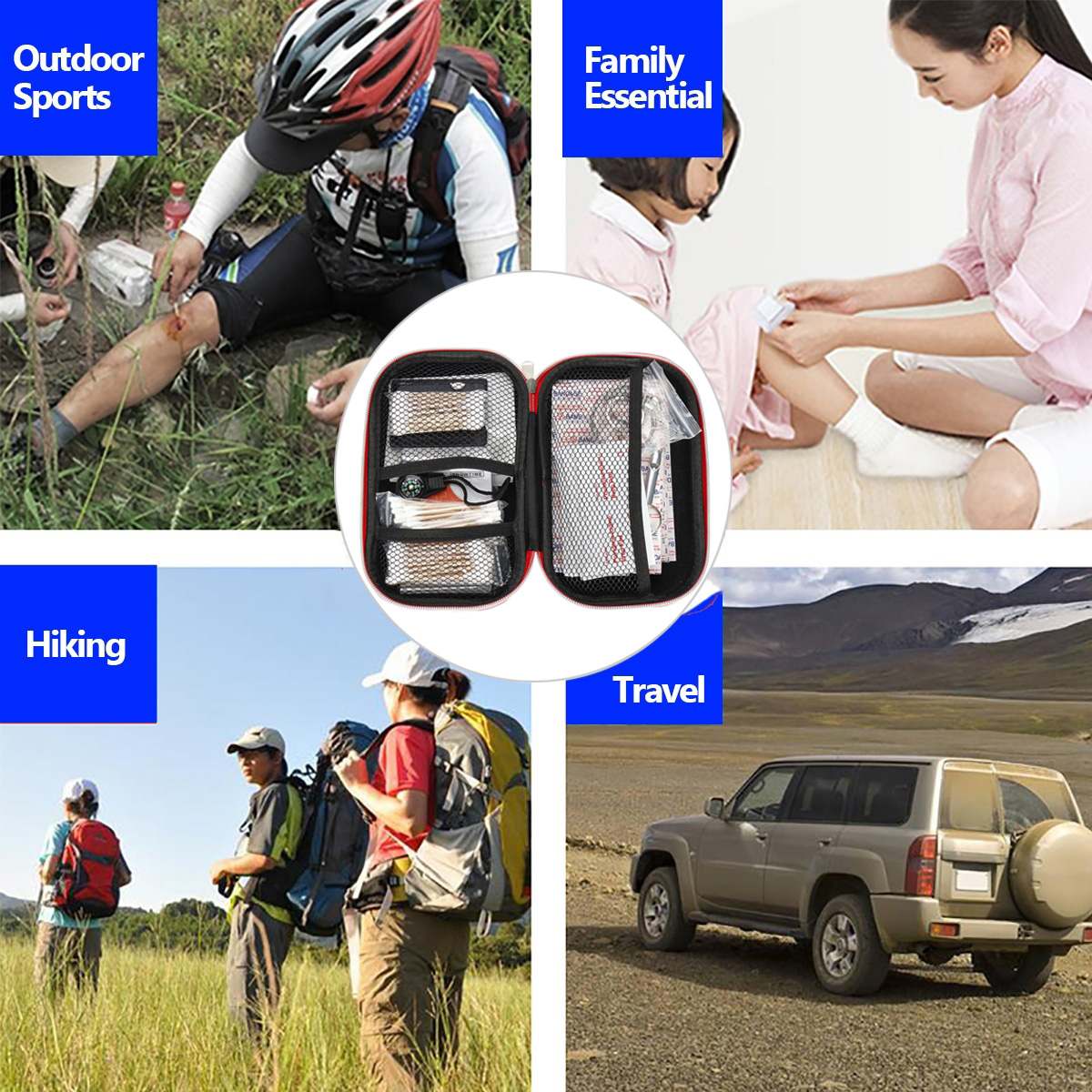 145/261/304 Pcs Mini Safe Camping Hiking Car First Aid Bag Kit Outdoor Home Medical Emergency Kit Survival Rescue Treatment Pack
