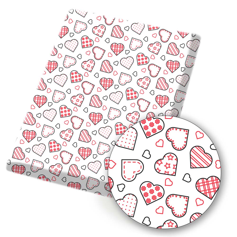 Valentine's Day Polyester Cotton Fabric Heart Love Printed Cloth DIY Mask Handmade Clothes Materials Home Textile 45*145cm 1pc