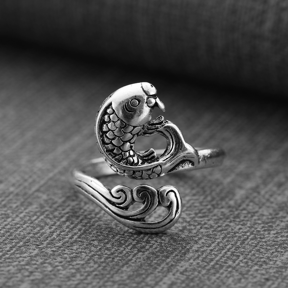 Ring Knitting Loop Crochet Tool Peacock Fish Phoenix Knitting Ring Finger Wear Thimble Yarn Adjustable Open Fingering Sewing