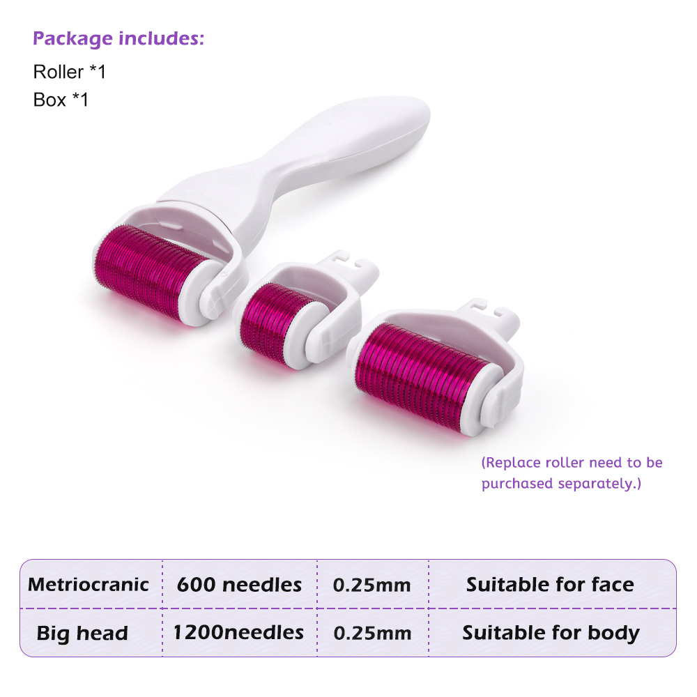 0.25mm Derma Roller Micro Needle Face Massage Roller Titanium Mezoroller Replaceable Microneedle Face Care Body Treatme Tools