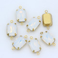 12p 10x14 13x18mm Rectangle Opal Color Crystal Rhinestone Faceted Framed Glass Pendant Connector Necklace Earring Diamond