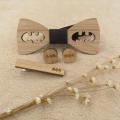 Engraved Wood Bow Tie Cufflink cuff links tie clip wooden set wedding groom groomsmen bridal party rustic handkerch