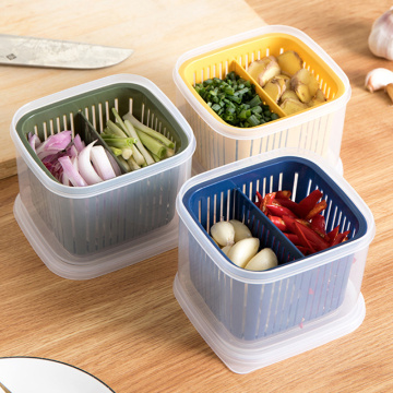 1 Pcs Nordic Style Compartmentalized Green Onion Storage Box Kitchen Sealed Box Draining Onion Ginger Garlic Home Storage Box