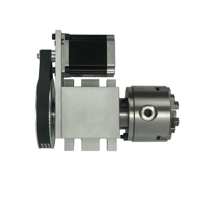 CNC 4th Axis Rotary 3 Jaw Chuck 80mm Center height 65MM Activity Tailstock With Stepper Motor 4th Rotary Axis 4axis for cnc