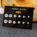 6 Pairs/Pack Brincos Mixed Stud Earrings For Women Crystal Ear Studs Fashion Simulated Pearl Jewelry Wholesale e022