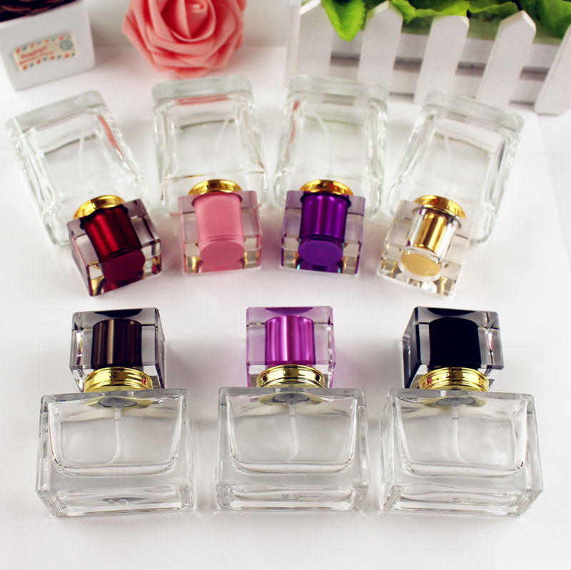 1PC High Quality 30ml/50ml Square Glass Perfume Bottle Clear Spray Bottle Empty Fragrance Packaging Bottle Refillable