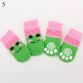 4pcs Warm Puppy Dog Shoes Soft Acrylic Pet Knits Socks Cute Cartoon Anti Slip Skid Socks For Small Dogs Pet Products S/M/L