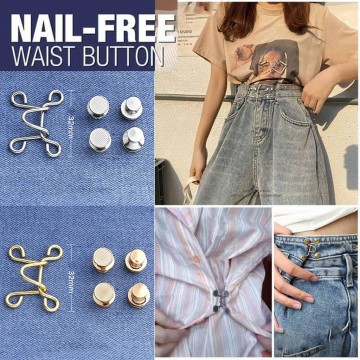 Metal Garment Hooks Jeans Waist Adjusting Buckle Removable Rivet Button DIY Invisible Adjust Button Nail-free Waist Buckle d5