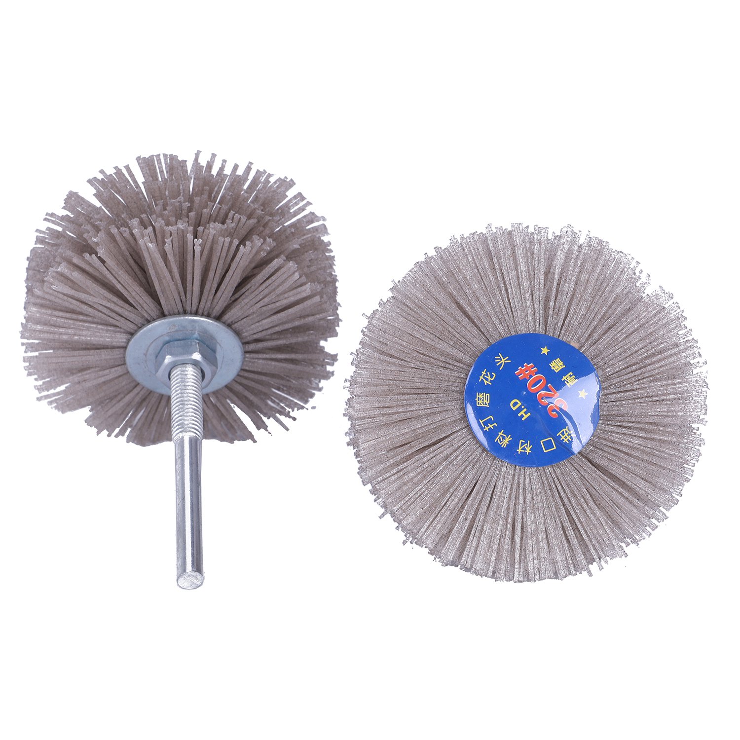 WSFS Hot 4 pieces P120 P180 P240 P320 85 x 35 x 6mm Drill Abrasive Wire Grinding Wheel Nylon Bristle Polishing Brush for Wood