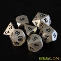 Bescon Heavy Duty Solid Metal Dice Set Nickle Finish, Metallic Polyhedral D&D RPG Game Dice 7pcs Set