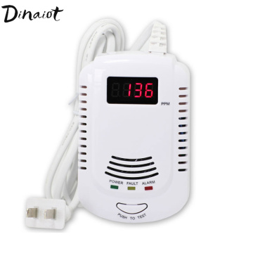Wired Gas Detector Digital LED Display Combustible Gas Detector For Home Alarm System with Voice Warning