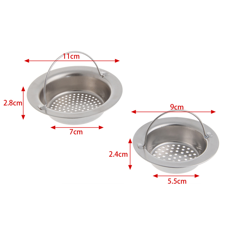 Kitchen Sink Strainer Waste Plug Drain Stopper Filter Basket Stainless Steel 9cm
