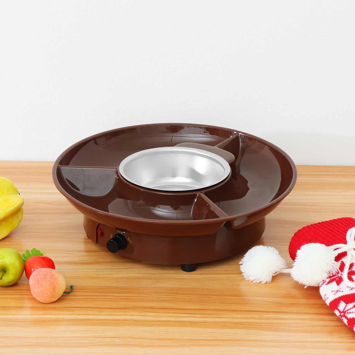 230V 260ml Electric Melting Pot Chocolate Fondue Maker Candy Dessert Cheese Fountain Boiler ABS+Stainless Steel Adjustable