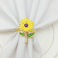 12pcs/lot New Napkin Ring Sunflower Napkin Button Zinc Alloy Napkin Ring Towel Ring Wedding Table Decoration