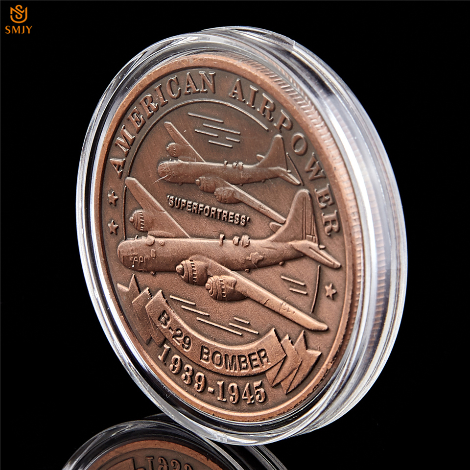 Nice US Air Force Military Weapons SUPERFORTRESS B-29 BOMBER Copper Commemorative Coins Collectibles And Gifts