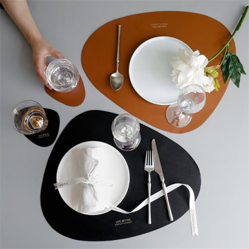 Leather Table Mat Stand for Mugs Round Coasters Table Placemats Cup Coaster Pads Mats Heat-resistant Placemats for Kitchen