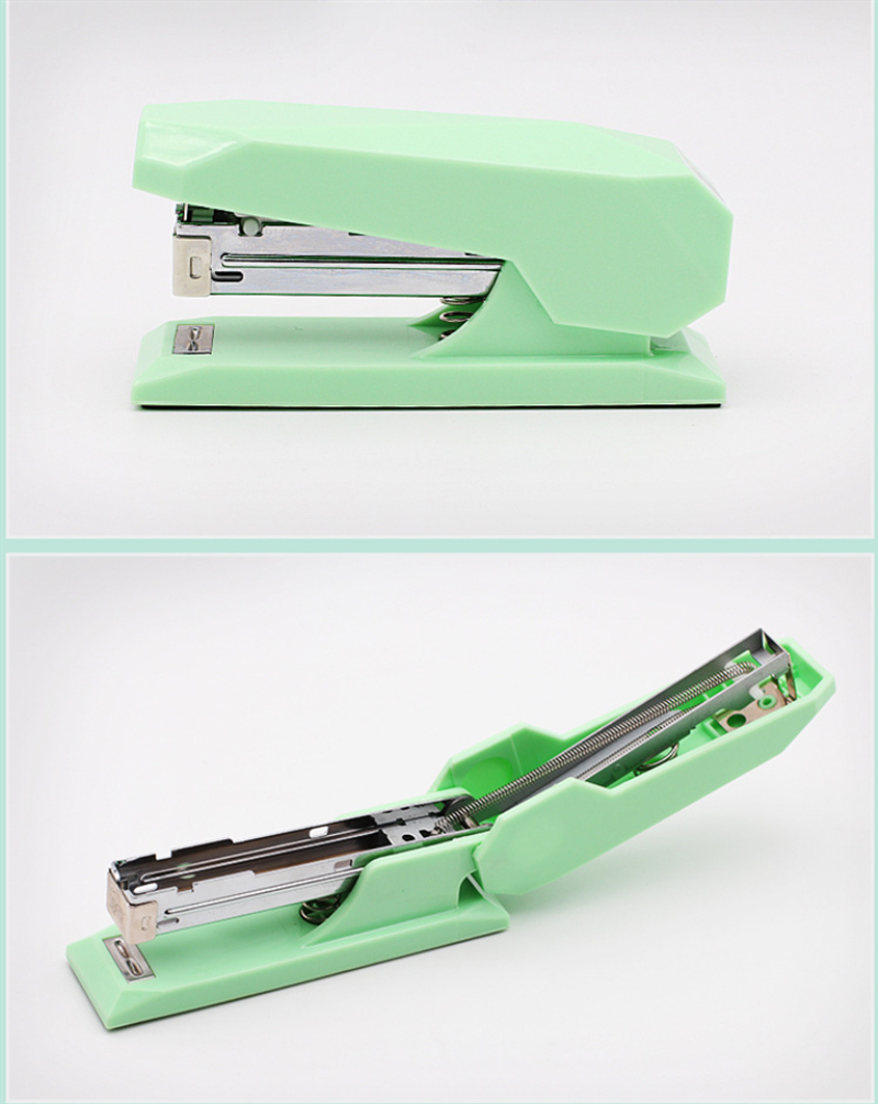 Desk Stapler Mint Green White Spring Powered Stapler No-Jam Desktop Executive Stapling Tool with Non-slip Base Office School