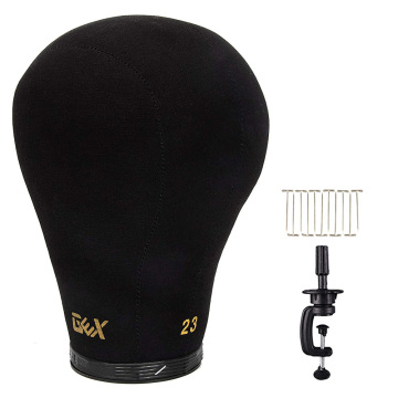 GEX Black Cork Canvas Block Head Mannequin Head Wig Display Styling Head With Mount Hole 20
