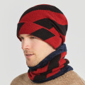 Men Hat Scarf Set Winter Fleece Warm Stripe Thick Autumn Outdoor Skiing Sports Accessory For Teenagers