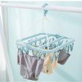 32 Clips Foldable Clothes Drying Rack Windproof Laundry Dryer Laundry Hanger Sock Holder Clothespin Socks Underwear Home Hangers
