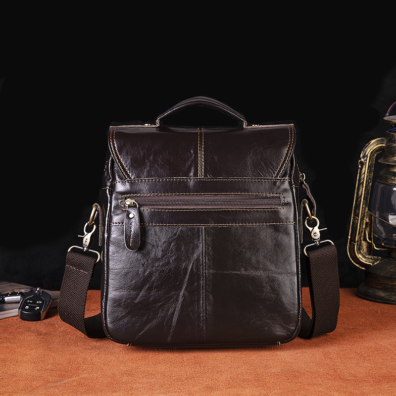 Quality Original Leather Male Casual Shoulder Messenger bag Cowhide Fashion Cross-body Bag 8" Pad Tote Mochila Satchel bag 039