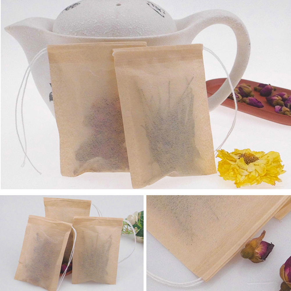 100pcs Thin Eco-friendly Accessories Coffee Spices Sterile Infusion Leaves Disposable Empty Filter Bag Tea Herb With Drawstring