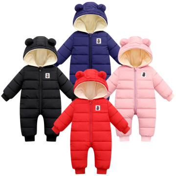 Winter Solid Zipper Romper Newborn Infant Baby Boys Girls Hooded Thick Snowsuit Romper Coat Outwear Jacket ropa recien nacido