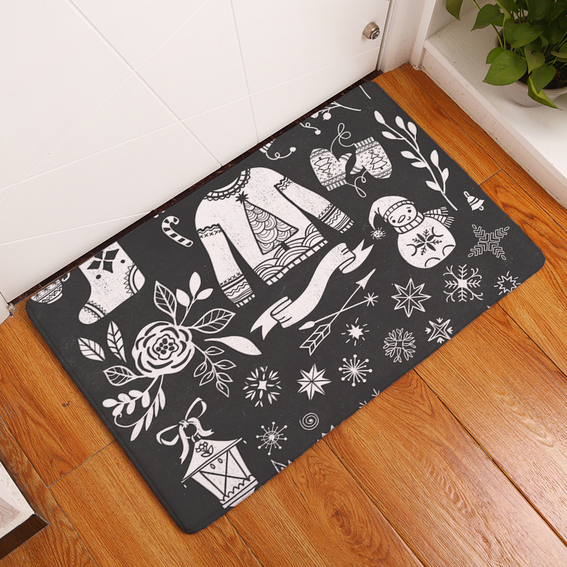 Vintage Nordic Deer Tree Merry Christmas Mat Bath Carpet Decorative Anti-Slip Mats Room Car Floor Bar Rugs Door Home Decor Gift
