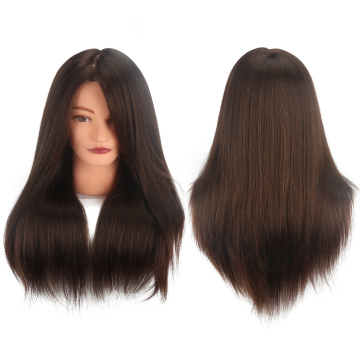 18 inch brown 100% Real Human Hair Training hair Hairdresser Manniquin heads Doll head Long Hair Hairstyle Practice head