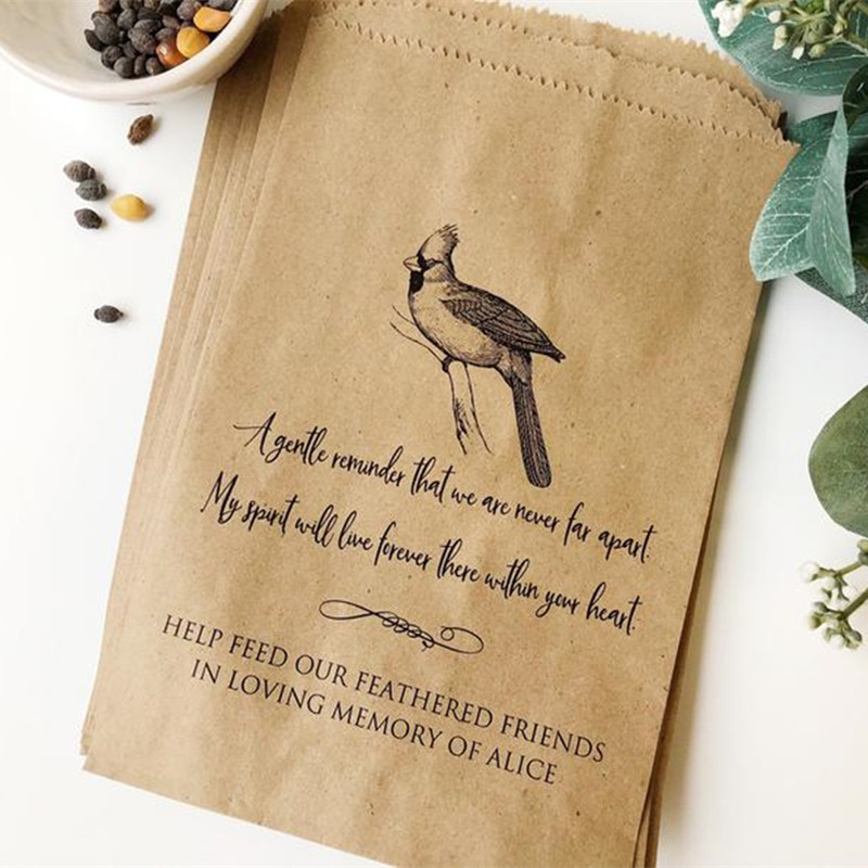 Custom cardinal souvenir bag - bird food bag (not filled) - Funeral gift - day of death - condolence - funeral supplies