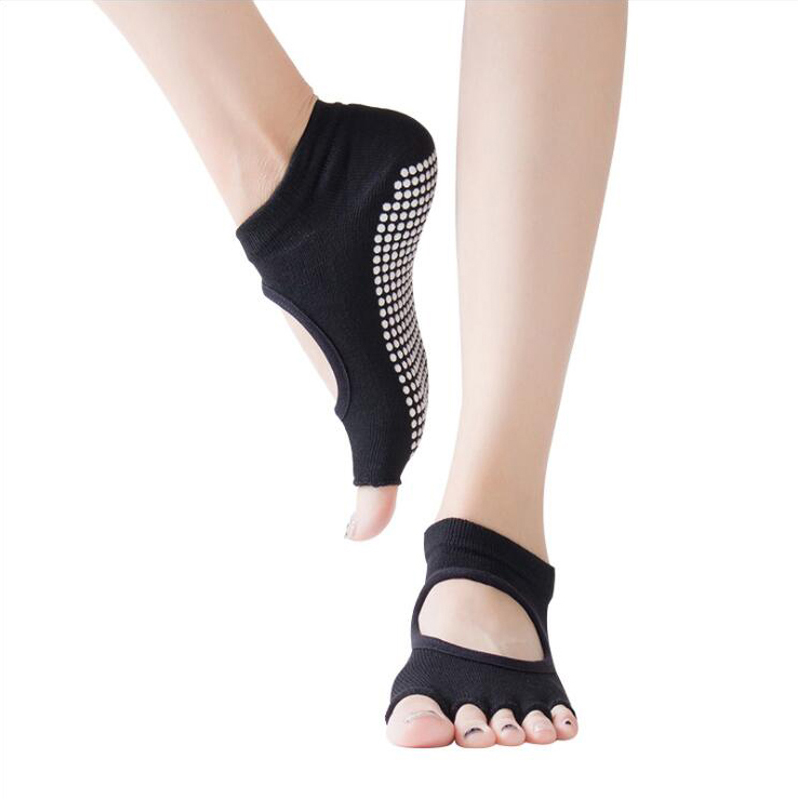Women Yoga Socks Half Toe Backless 5 Fingers Socks Gym Fitness Sport Pilates Non Slip Cotton Socks Breathable Footwear Woman New