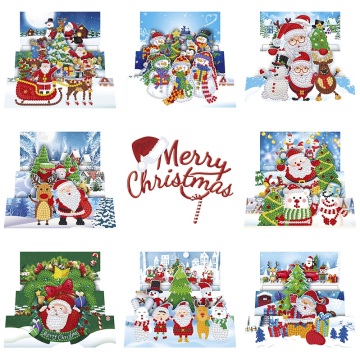 8Pcs Christmas DIY Diamond Greeting Card Special-shaped Drill Christmas Postcard Xmas Craft Gift Christmas Decoration