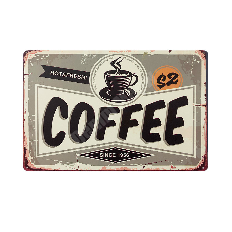 Coffee Shabby Chic Metal Plaque Cafe Kitchen Billboard Home Decorative Plates Wifi Posters Cappuccino Painting Wall Decor MN90