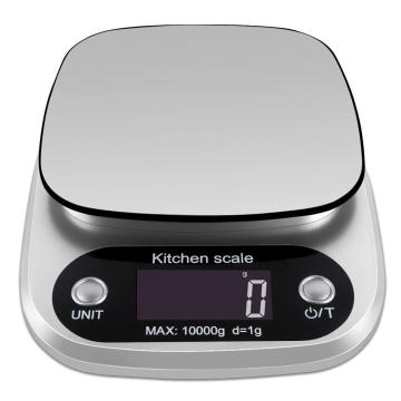 Precision Digital Scale LED Portable Electronic Kitchen Scales Food Balance Measuring Weight Scale 22lb 10kg Silver Stainless