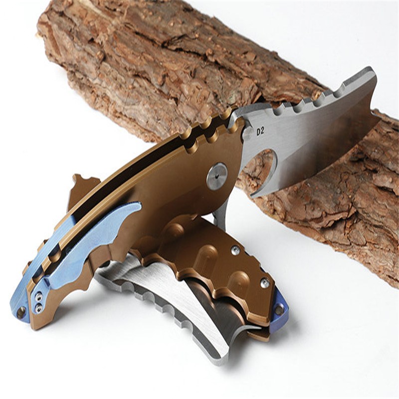 D2 steel big shark axe folding knife Pocket Seek Survival Multi-func Outdoor Fruit Cutter Practical Camping Survival Tools