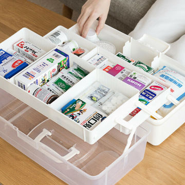 3 Layer Medicine Handle Health See Through Storage Box First Aid Kit Organizer Box Container Emergency Capacity Storage Box