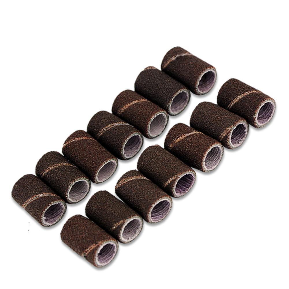 50pcs/lot Mounted Cylindrical Grinding Heads Abrasive Sleeves Sanding Bands 80# 120# 180# For Nail Drill Manicure Tools