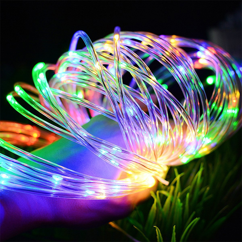 Led Flexible Soft Tube Wire Neon Glow Rope Strip Light 110V/220V 8 Modes Low Voltage Waterproof Rope Lights Garden Xmas Decor